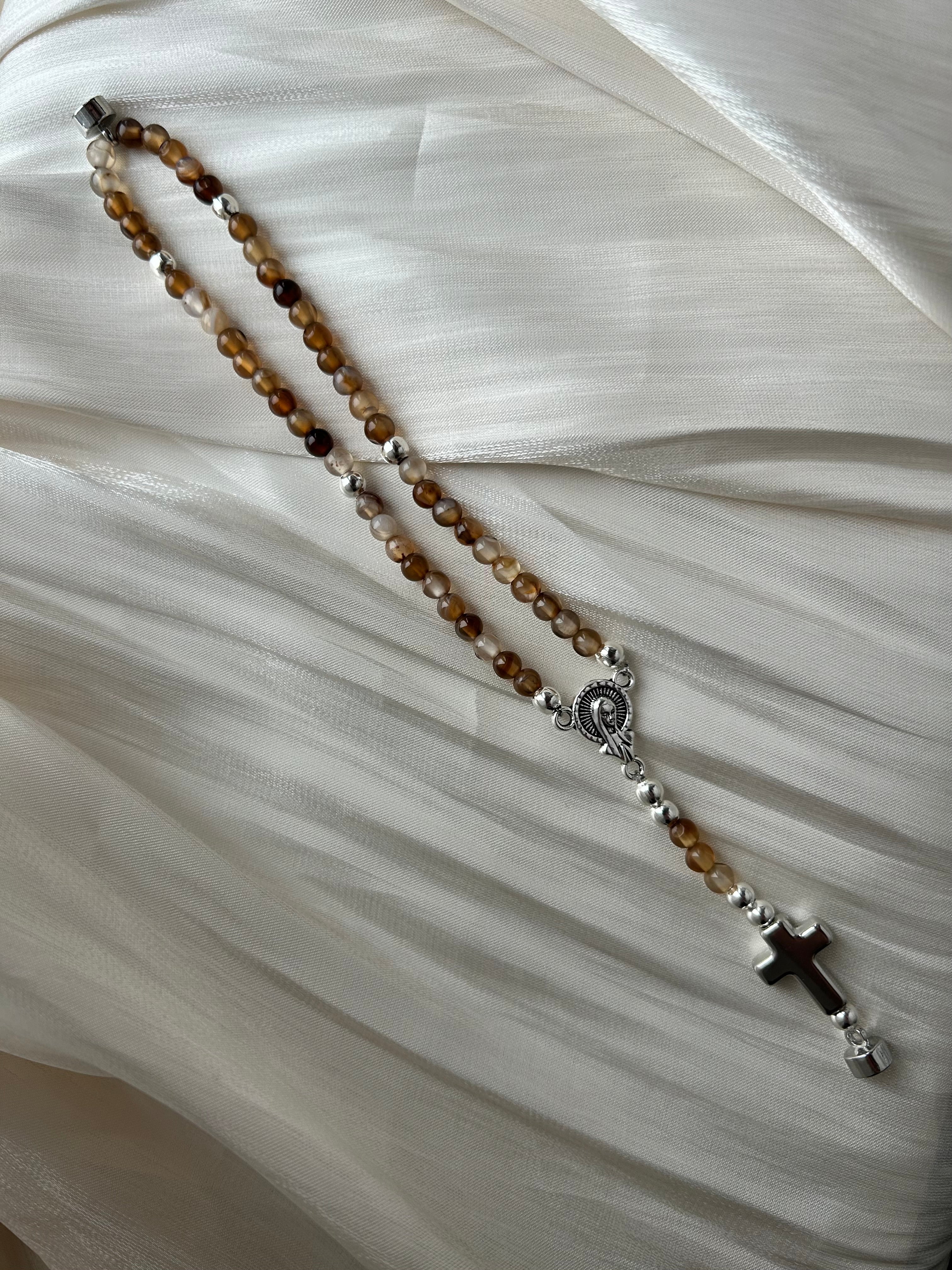 Atelier Séléna - Bracelet Chapelet Marron - Fermoir Magnétique