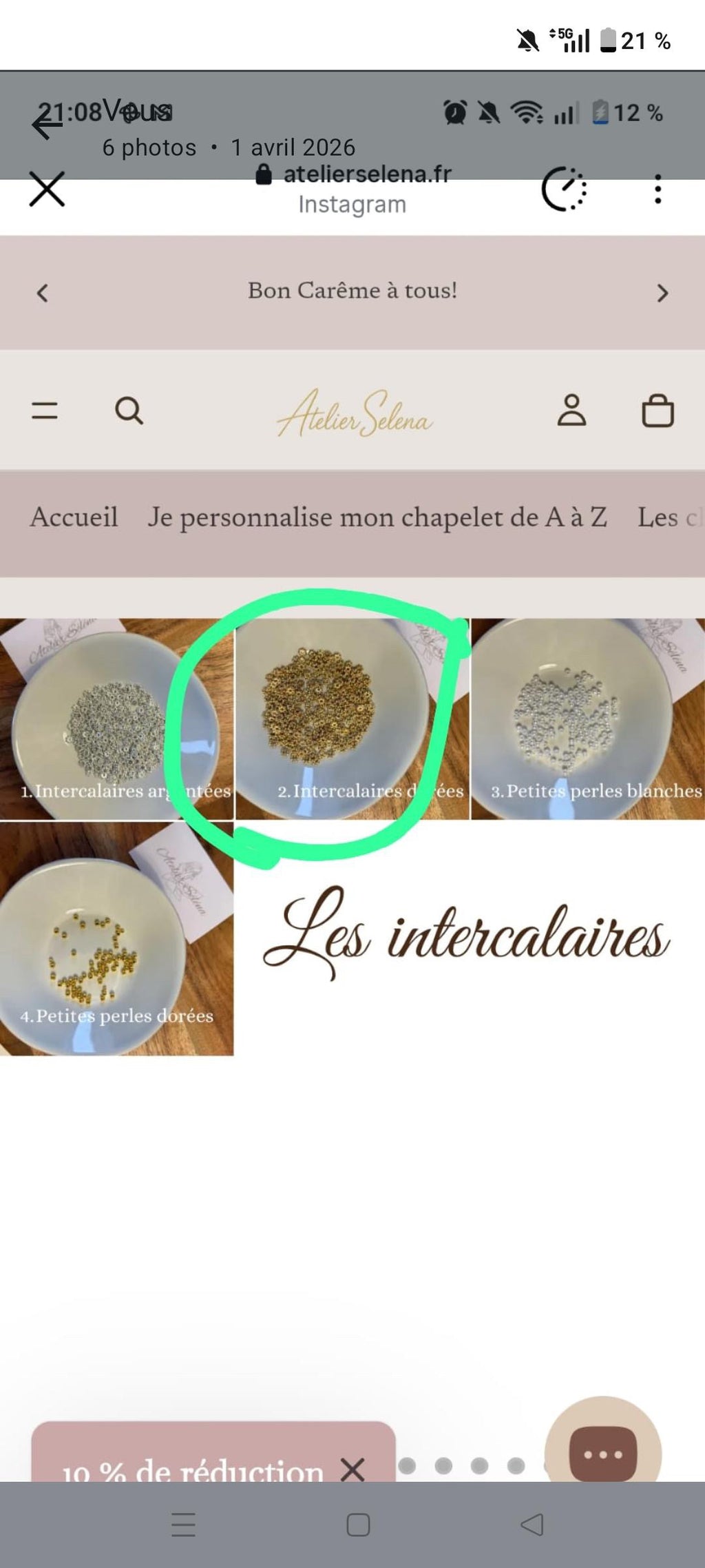 Chapelet - Letisoleil + perles 8, 16 et 11 en je vous salue Marie et 4 Notre père + croix dorée violette + 2 breloques poisson argent et colombe 🕊️ + JEANNE en breloques grandes initiales dorées + intercalaires flocons dorées + boite cadeau or