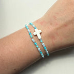 Atelier Séléna - Bracelet Perles de Rocailles + Croix céramique