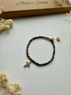 Atelier Séléna - Perles naturelles - Lapis Lazuli et acier inoxydable - Doré