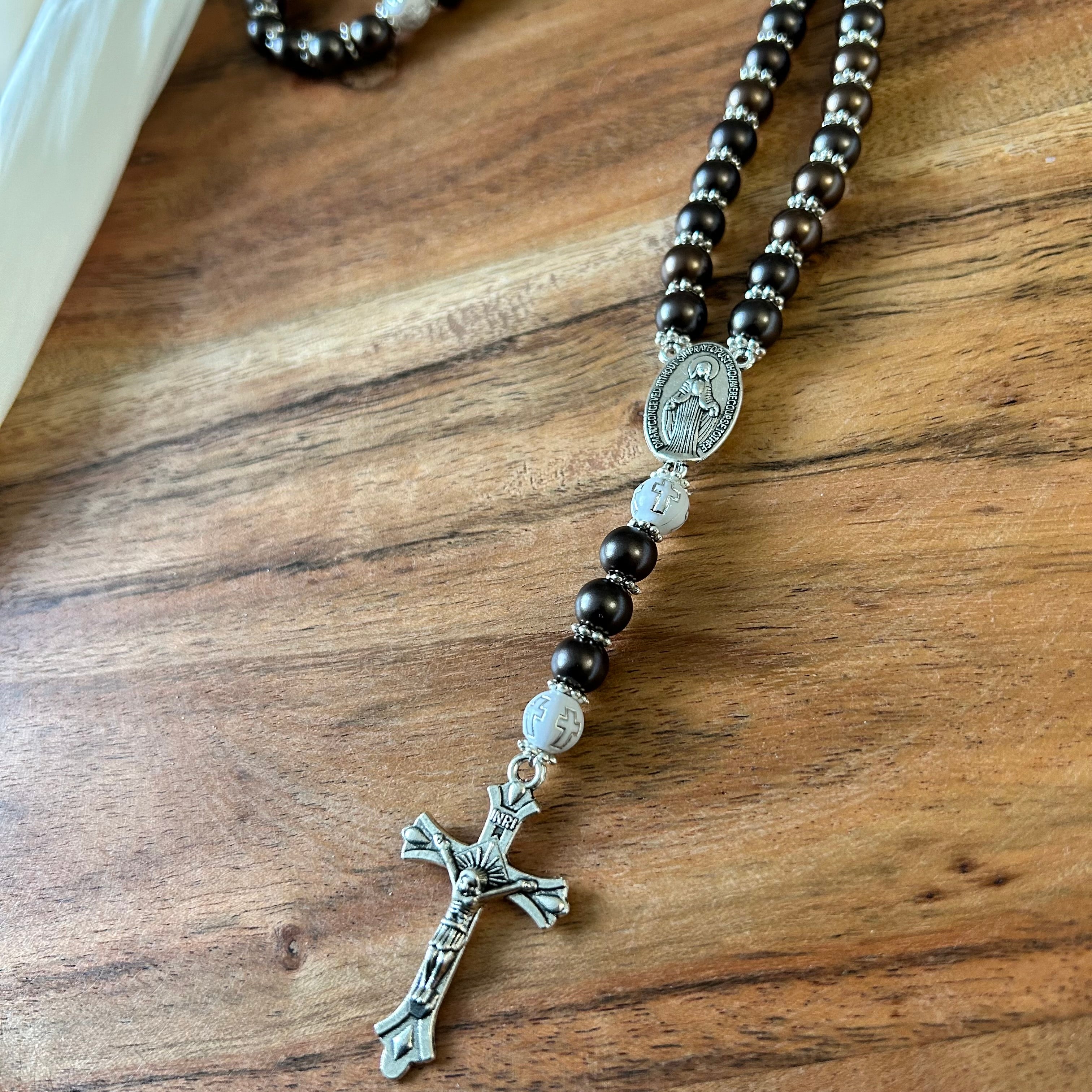 Atelier Séléna - Chapelet Argent - Marron