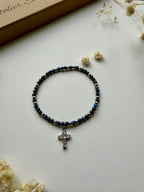Atelier Séléna - Perles naturelle - Lapis Lazuli et acier inoxydable - Argenté