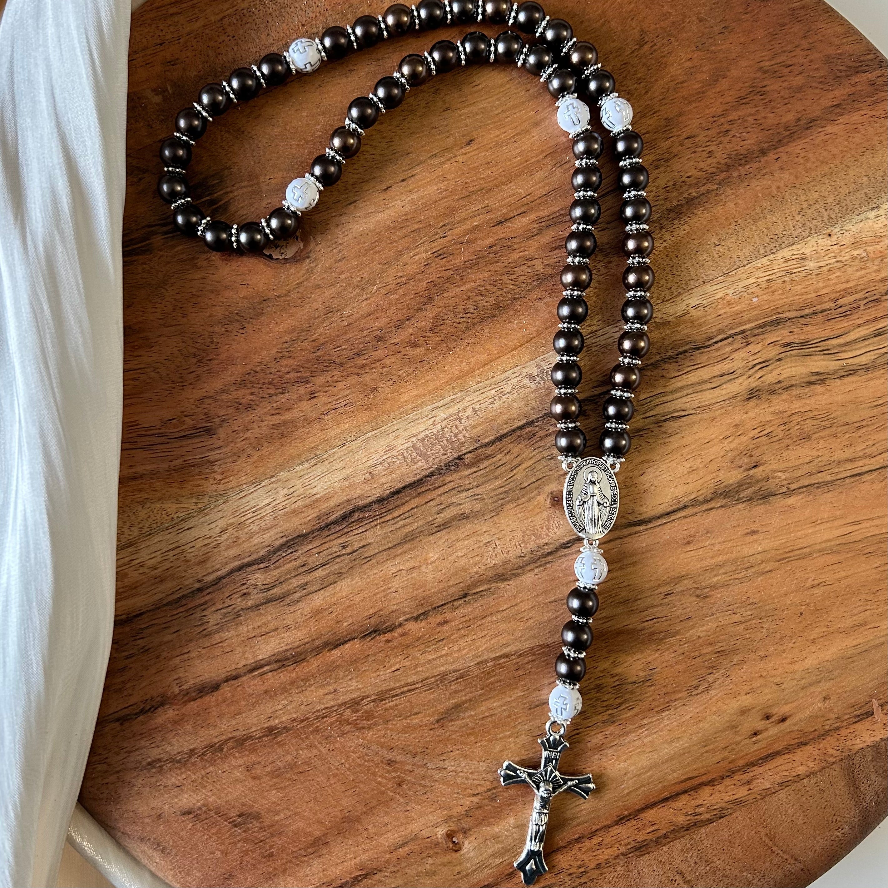 Atelier Séléna - Chapelet Argent - Marron