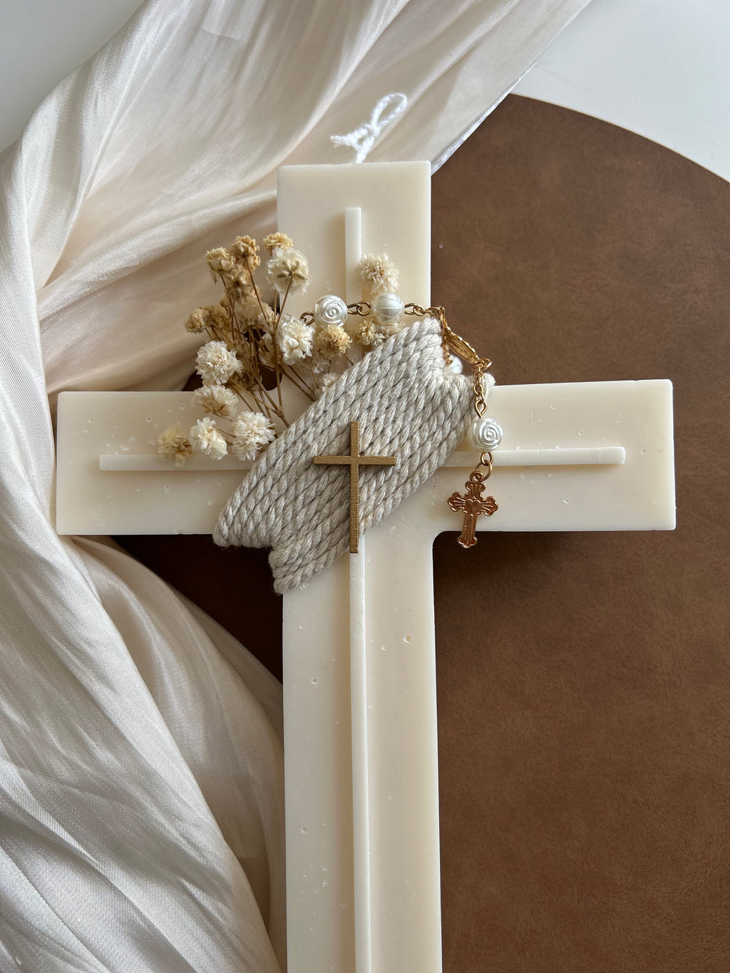 Bougie croix artisanale