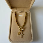 Atelier Séléna - Bracelet croix et pierre de naissance Novembre - Plaqué or 18k - avec écrin