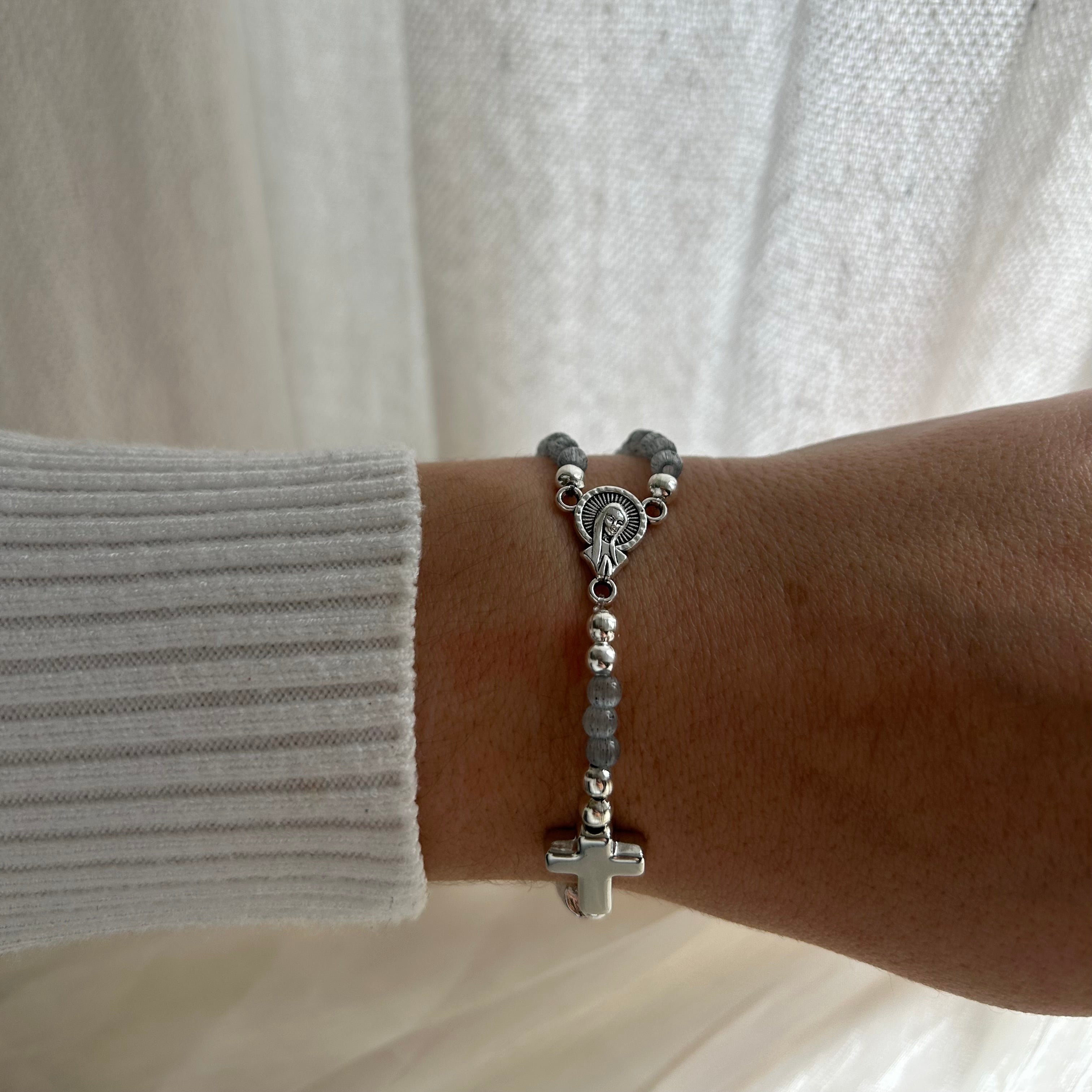 Atelier Séléna - Bracelet Chapelet Bleu de Gris - Fermoir Magnétique