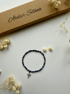 Atelier Séléna - Perles naturelle - Lapis Lazuli et acier inoxydable - Argenté