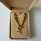 Atelier Séléna - Bracelet croix et pierre de naissance Mars - Plaqué or 18k - avec écrin