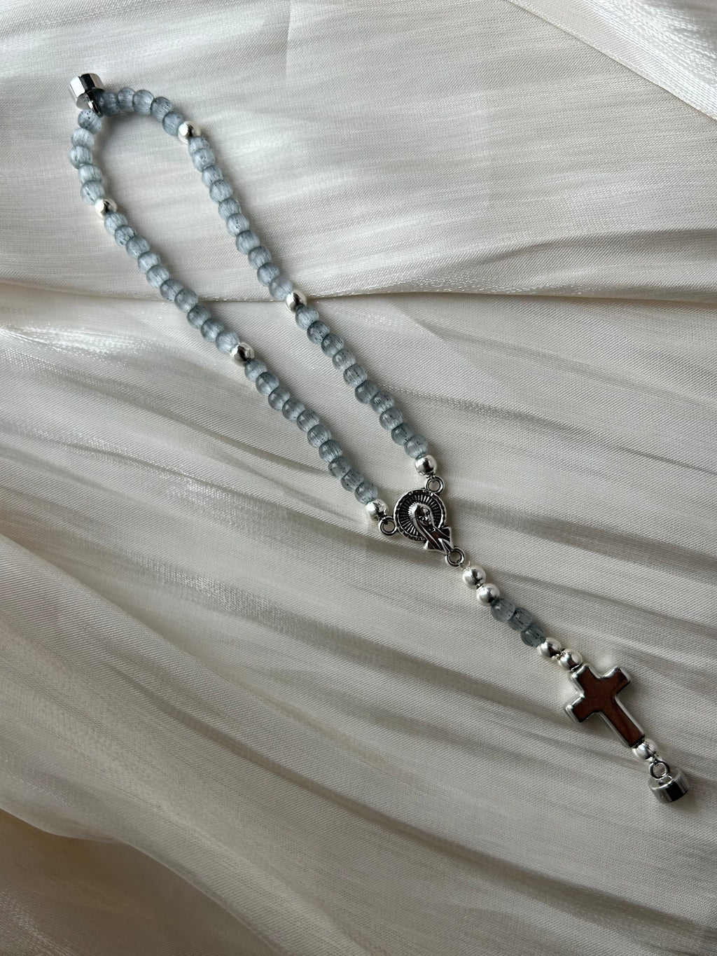 Atelier Séléna - Bracelet Chapelet Bleu de Gris - Fermoir Magnétique