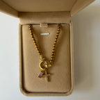 Atelier Séléna - Bracelet croix et pierre de naissance Octobre - Plaqué or 18k - avec écrin