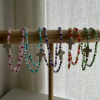 Atelier Séléna - Bracelet Perles de Rocailles + Croix céramique