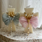 Atelier Séléna - Bougie noeud rose - Dizainier au choix