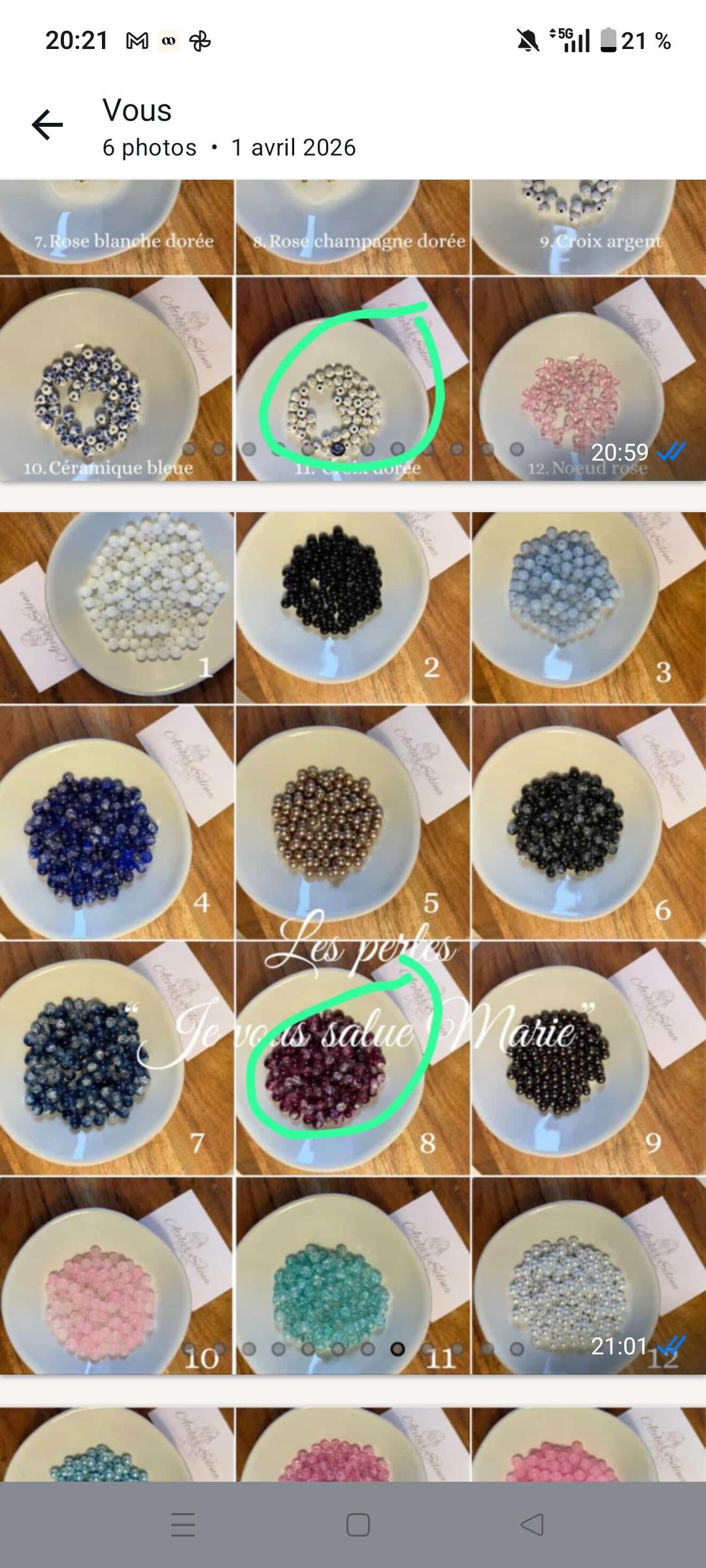 Chapelet - Letisoleil + perles 8, 16 et 11 en je vous salue Marie et 4 Notre père + croix dorée violette + 2 breloques poisson argent et colombe 🕊️ + JEANNE en breloques grandes initiales dorées + intercalaires flocons dorées + boite cadeau or