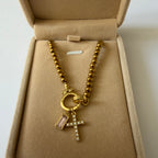 Atelier Séléna - Bracelet croix et pierre de naissance Octobre - Plaqué or 18k - avec écrin