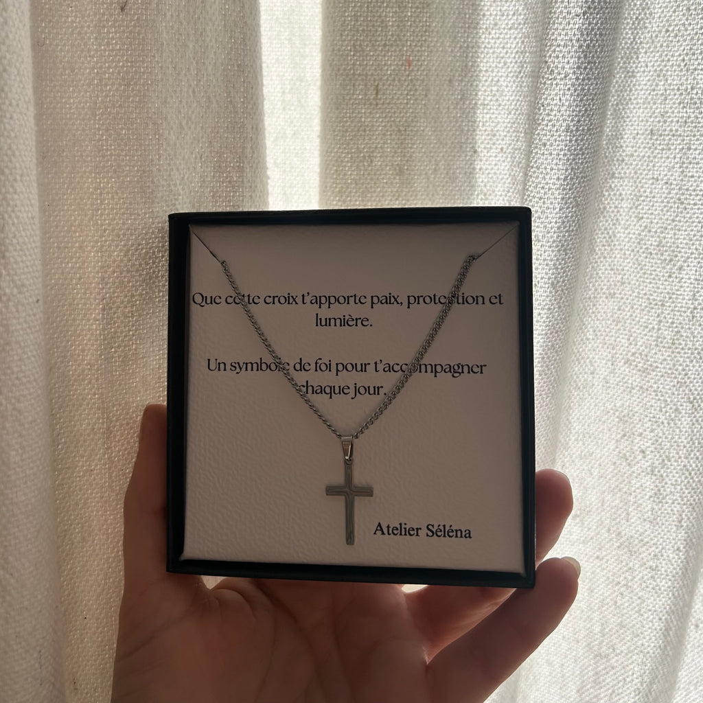 Atelier Séléna - Collier croix homme - Acier inoxydable
