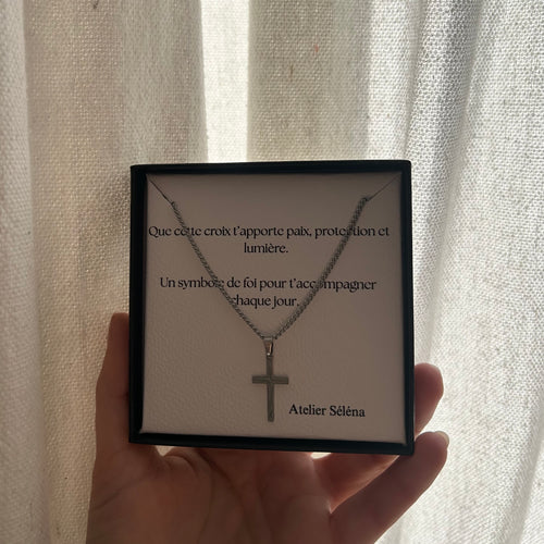 Atelier Séléna - Collier croix homme - Acier inoxydable