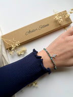 Atelier Séléna - Perles naturelles - Apatite bleue et acier inoxydable - Argenté