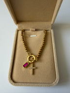 Atelier Séléna - Bracelet croix et pierre de naissance Juillet - Plaqué or 18k - avec écrin