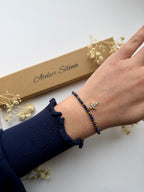 Atelier Séléna - Perles naturelles - Lapis Lazuli et acier inoxydable - Doré