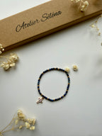 Atelier Séléna - Perles naturelles - Lapis Lazuli et acier inoxydable - Doré