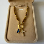 Atelier Séléna - Bracelet croix et pierre de naissance Septembre  - Plaqué or 18k - avec écrin