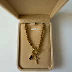 Atelier Séléna - Bracelet croix et pierre de naissance Juin - Plaqué or 18k - avec écrin