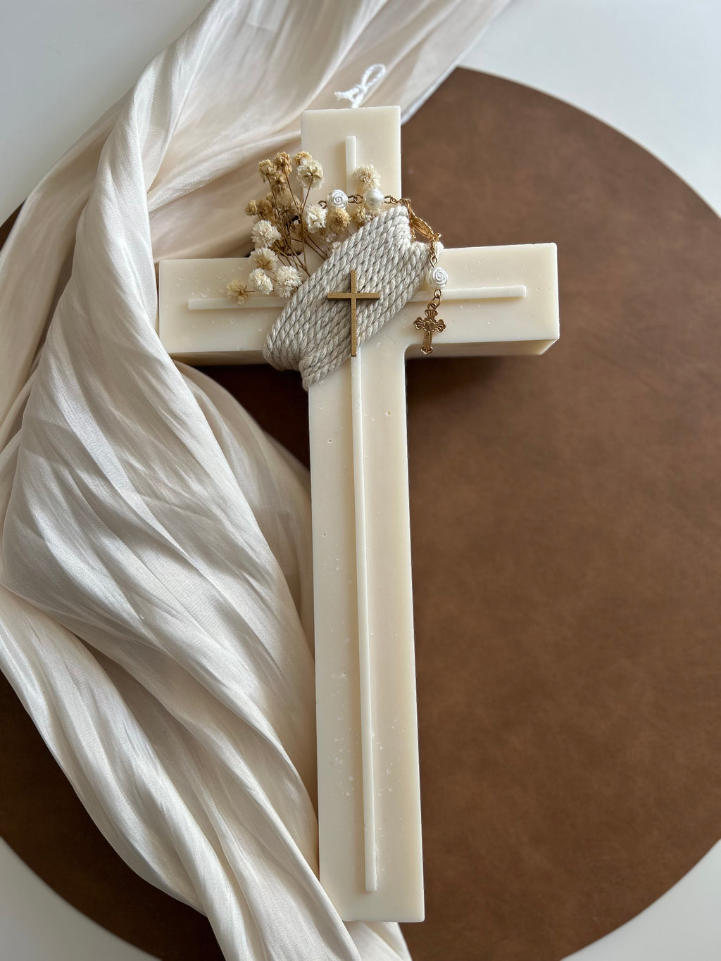 Bougie croix artisanale