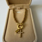 Atelier Séléna - Bracelet croix et pierre de naissance Novembre - Plaqué or 18k - avec écrin