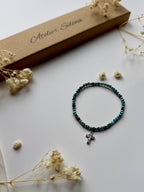Atelier Séléna - Perles naturelles - Apatite bleue et acier inoxydable - Argenté