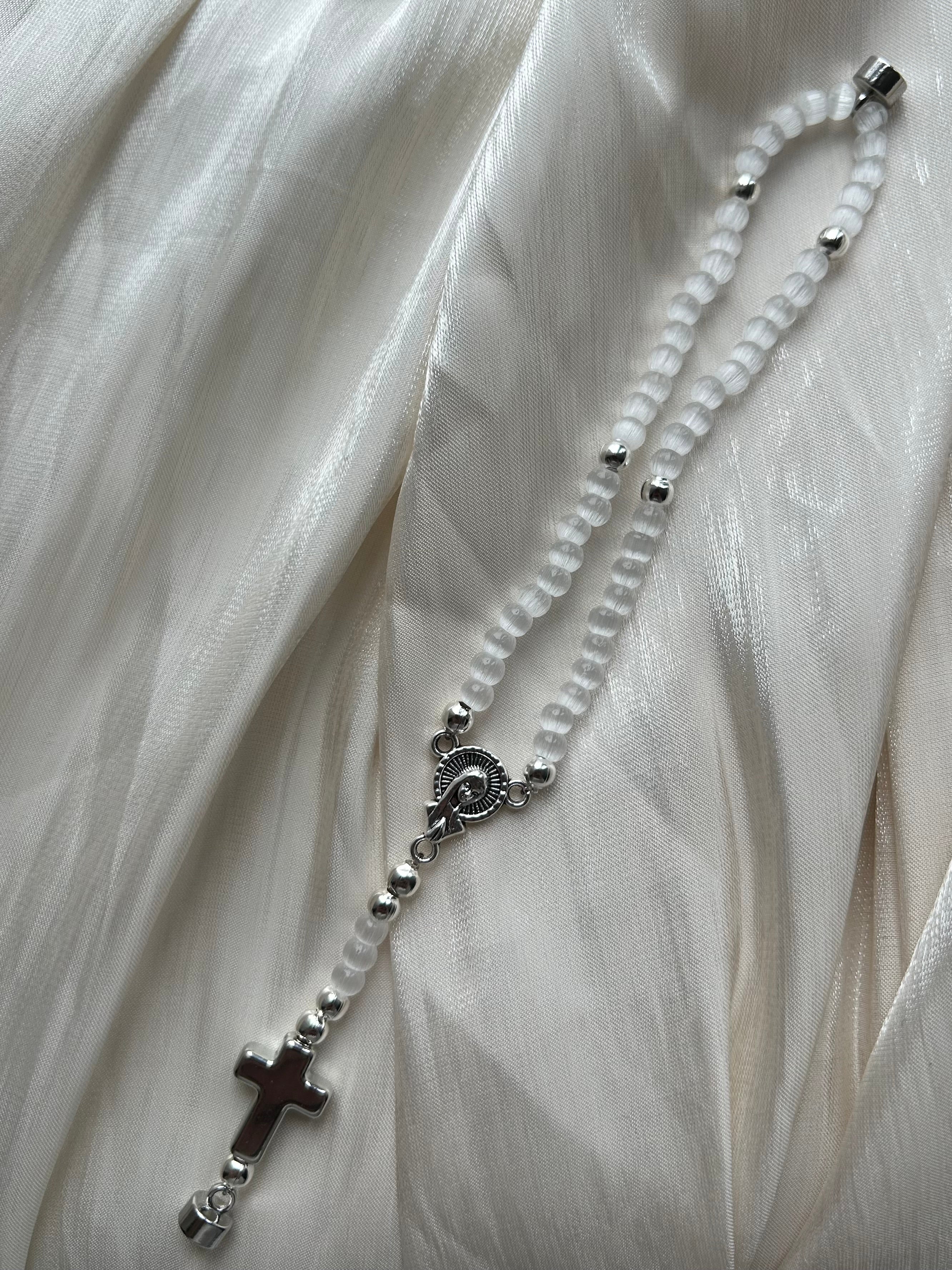 Atelier Séléna - Bracelet Chapelet Blanc - Fermoir Magnétique