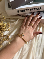 Atelier Séléna - Bracelet croix et pierre de naissance Septembre  - Plaqué or 18k - avec écrin