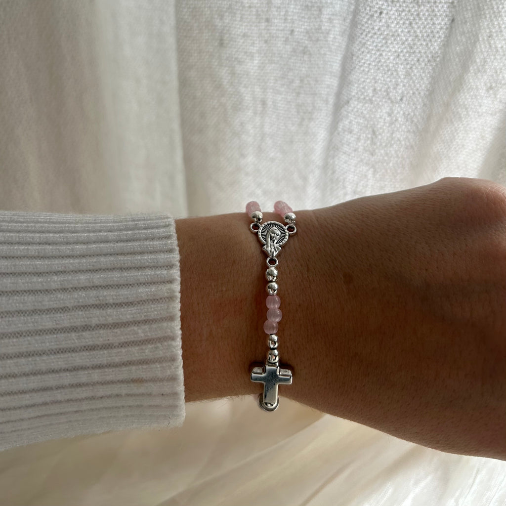 Atelier Séléna - Bracelet Chapelet Rose - Fermoir Magnétique