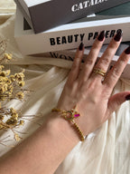 Atelier Séléna - Bracelet croix et pierre de naissance Juillet - Plaqué or 18k - avec écrin