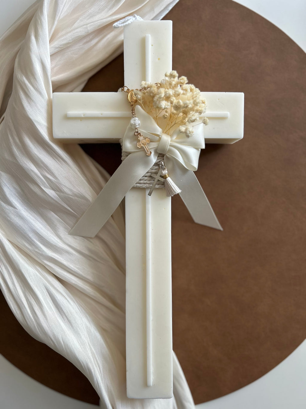 Bougie croix artisanale