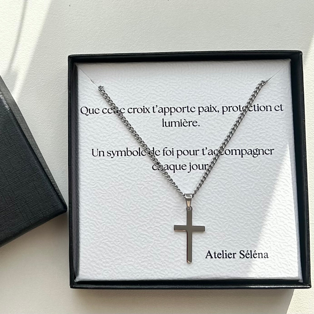 Atelier Séléna - Collier croix homme - Acier inoxydable