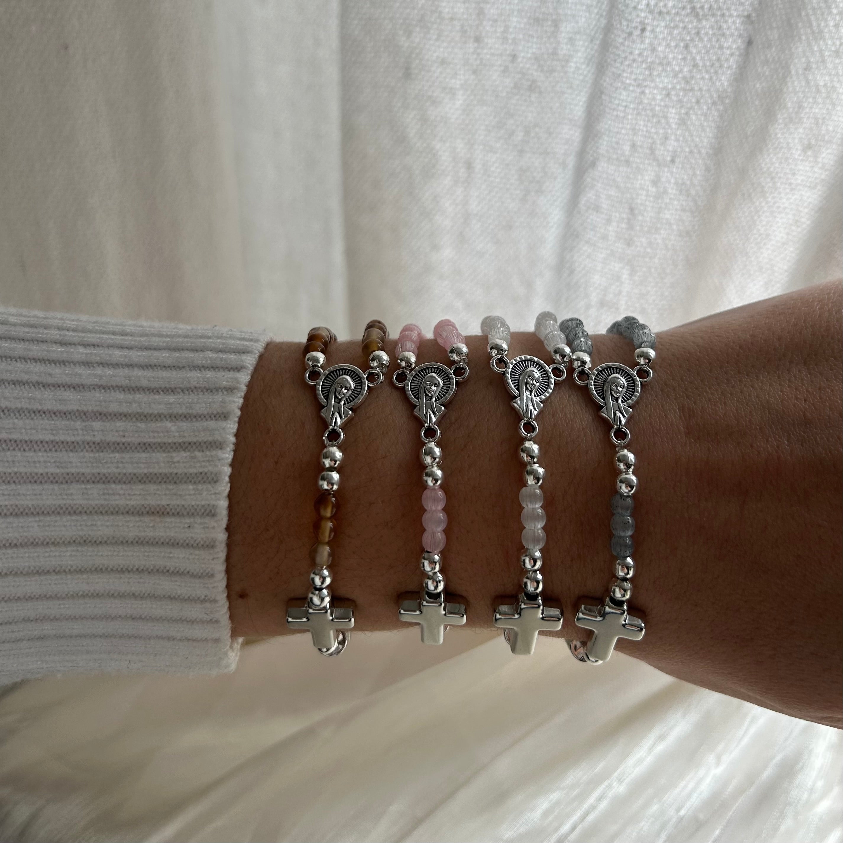 Atelier Séléna - Bracelet Chapelet Blanc - Fermoir Magnétique