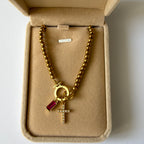 Atelier Séléna - Bracelet croix et pierre de naissance Juillet - Plaqué or 18k - avec écrin