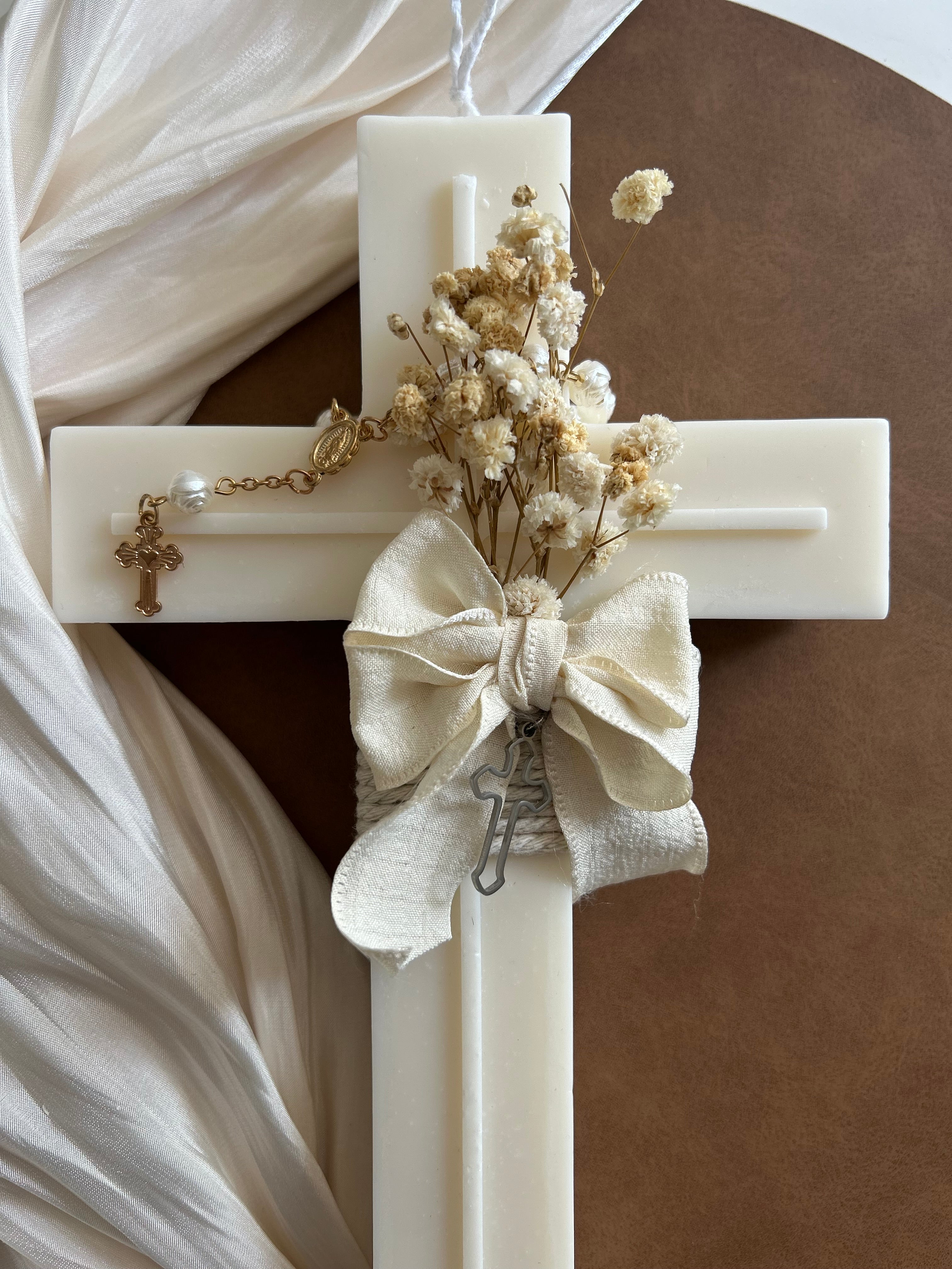 Bougie croix artisanale