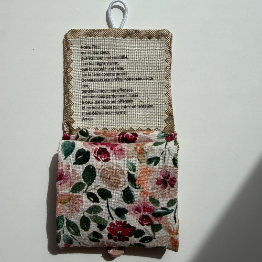 Atelier Séléna - Oratoire de poche artisanal en coton et lin – coin prière nomade - avec dizainier