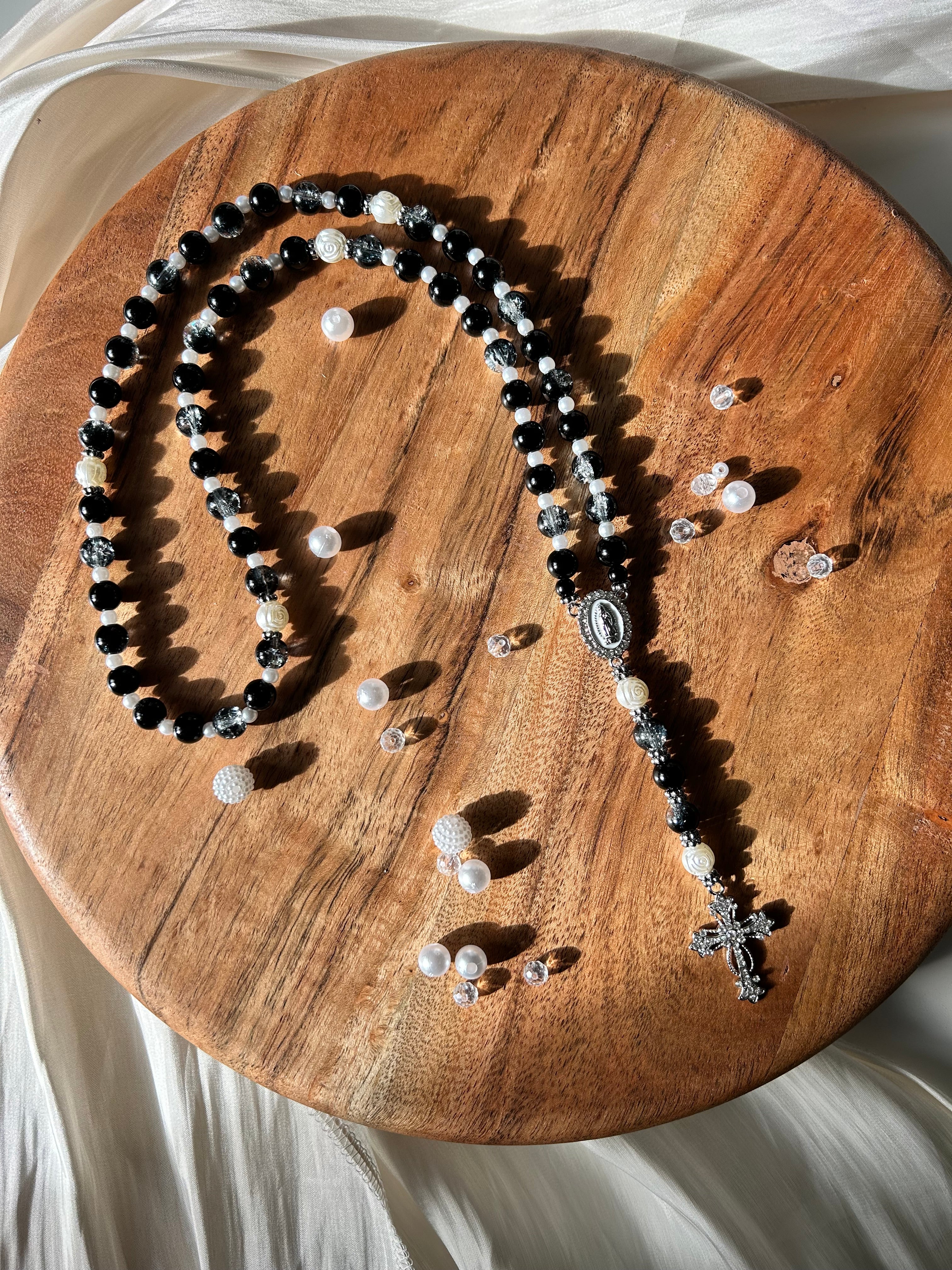 Atelier Séléna - Chapelet argenté - Éclat d'Ebène